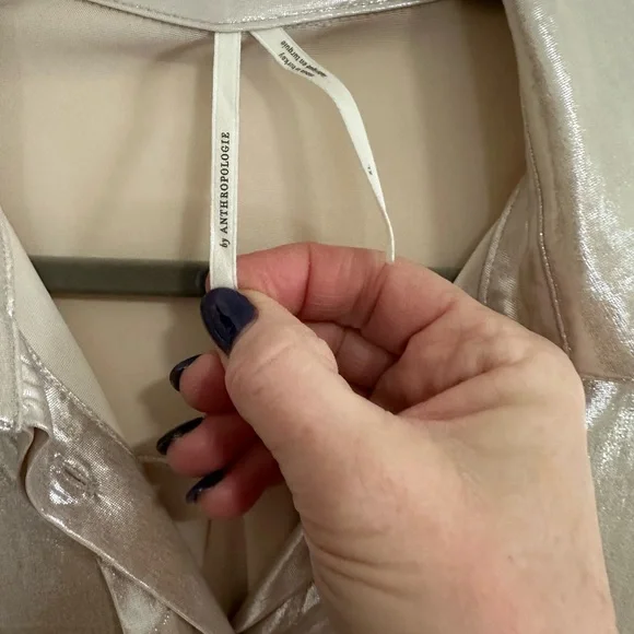 Anthropologie The Gillian Liquid Shine Button Down Shirt, Size XL - Picture 5 of 9